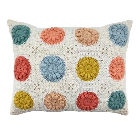 Saro Lifestyle SARO 1812.M1216BC 12 x 16 in. Oblong Throw Pillow Cover with Crochet Design 1812.M1216BC